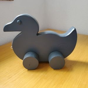The Great American Toy Co. Large Blue Solid Wood Duck Pull Toy & Car Bundle